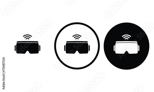 icon vr glasses black outline for web site design 
and mobile dark mode apps 
Vector illustration on a white background