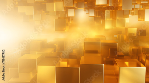 gold background with stacked cube shapes