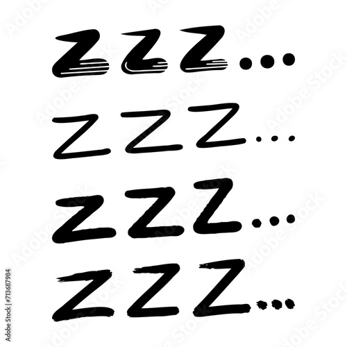 Hand drawn zzz symbol for sleeping, doodle illustration vector