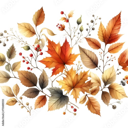 Wallpaper Mural Big AUTUMN watercolor set -wood leaves, nature elements, herbs, leaf, mushrooms, pumpkins. Painted in watercolor on a white isolated background. Floral illustrations for logo, wedding, invitation Torontodigital.ca