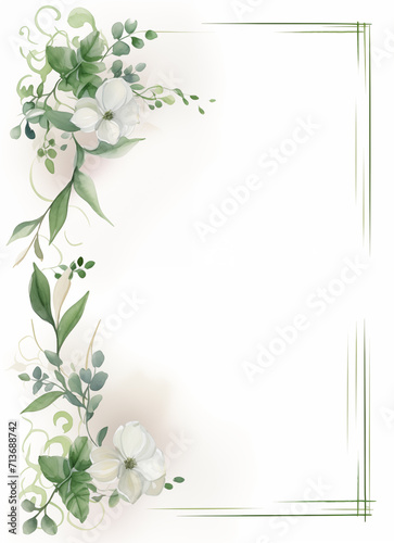 classy watercolor floral wedding invitation - frame border background