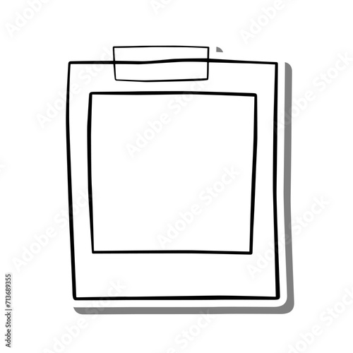 Black Line Photo Frame with Tape Outline in Rectangle Shape. Vector illustration for decorate card, text, social media and any design.