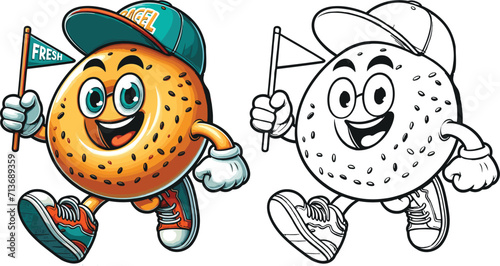 bagel mascot cartoon