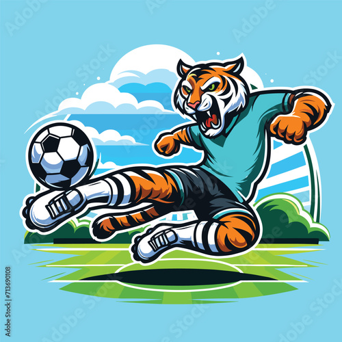 tiger playing soccer
