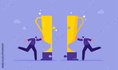 Win-win situation, agreement or solution to win together, solution for best result, teamwork to help success and achieve goal together concept