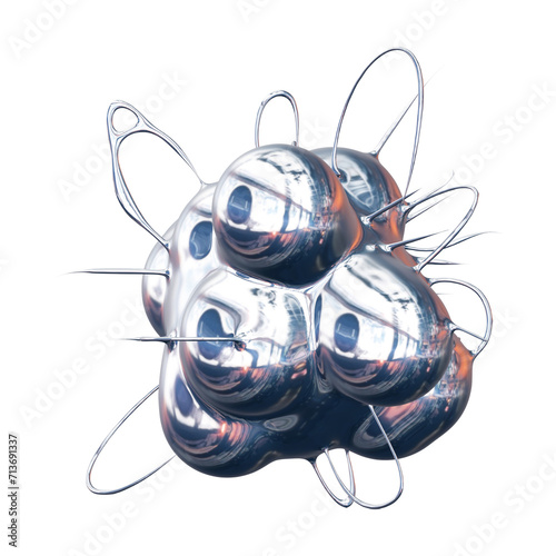 futuristic chrome liquid Abstract metallic shape 3d render