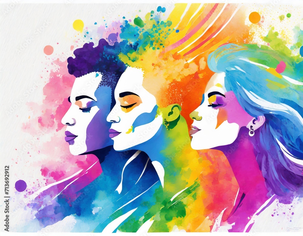Fototapeta premium Diversidade em Harmonia: Celebração de Cores e Identidades. Harmony in Diversity: A Celebration of Colors and Identities