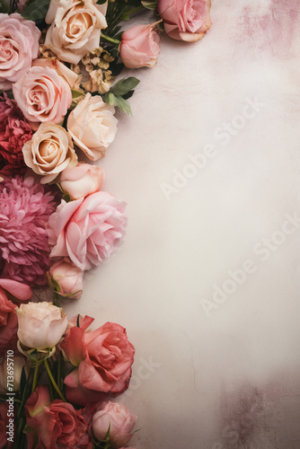 roses flowers empty space fram