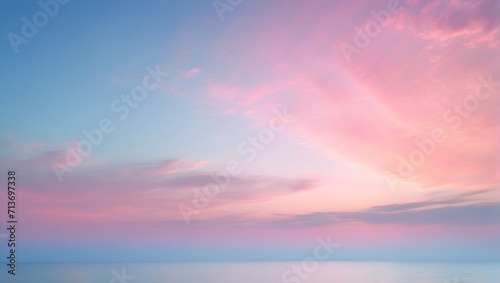 A light and airy background with a gradient of soft blues and pinks, reminiscent of a peaceful sky at dawn. Beautiful mesmerizing peaceful and meditation concept. Copy space.