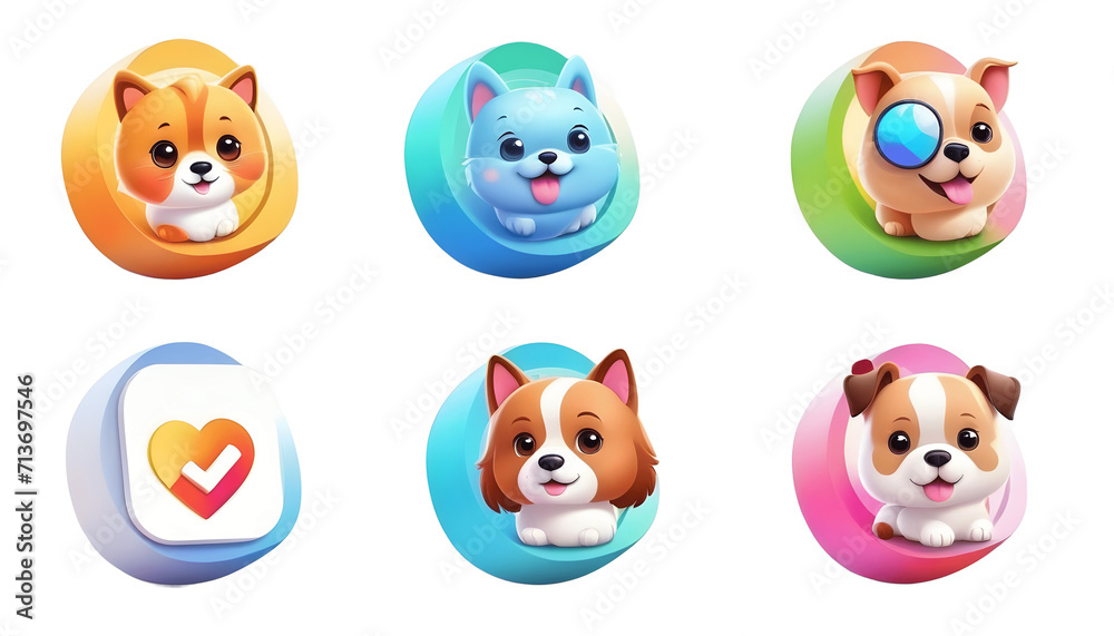 Obraz premium set of icons with faces of pets