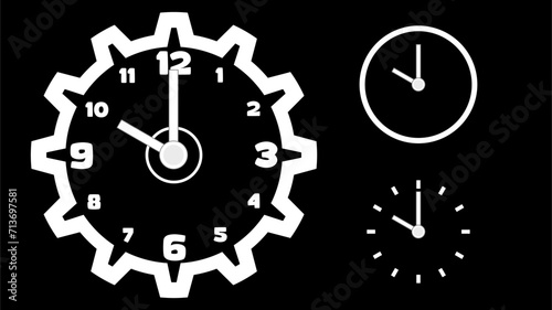 Clock icon, minimal style. arrow show number. on the black background