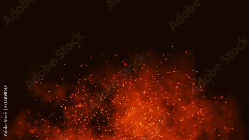 Fire Particle Background Animation with Red Smoke
