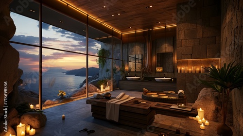 a spa room with candles