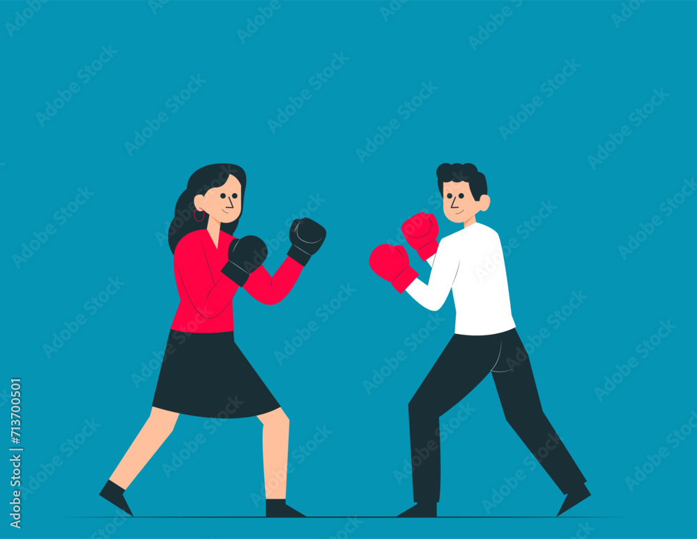 Person with boxing. Competition vector concept Person with boxing. Competition vector concept
