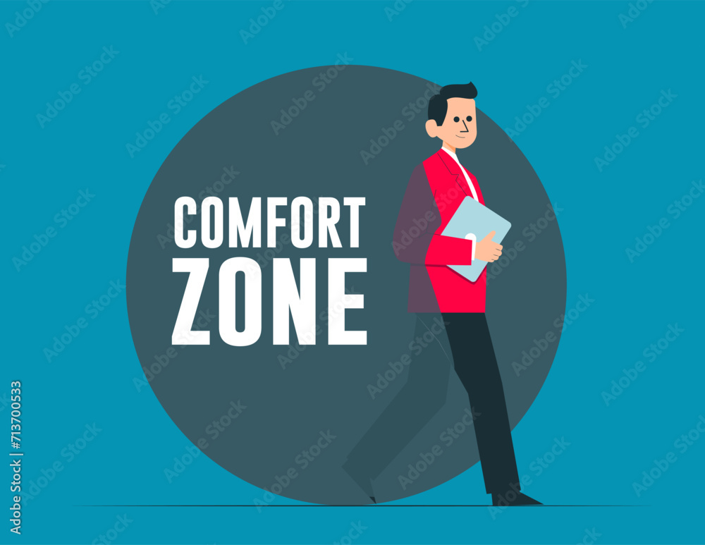 Carefully stepping out of a comfort zone. Business vector concept Carefully stepping out of a comfort zone. Business vector concept
