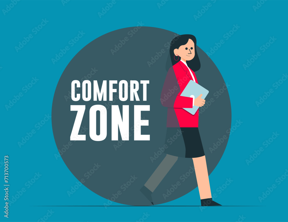 Carefully stepping out of a comfort zone. Business vector concept Carefully stepping out of a comfort zone. Business vector concept