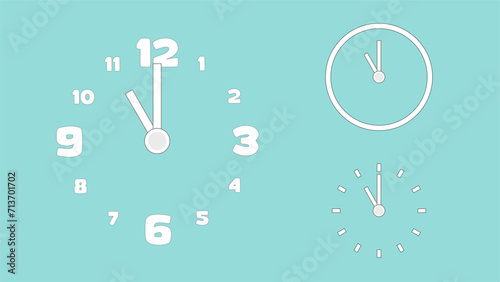 Clock icon, minimal style. arrow show number. on the blue sky background