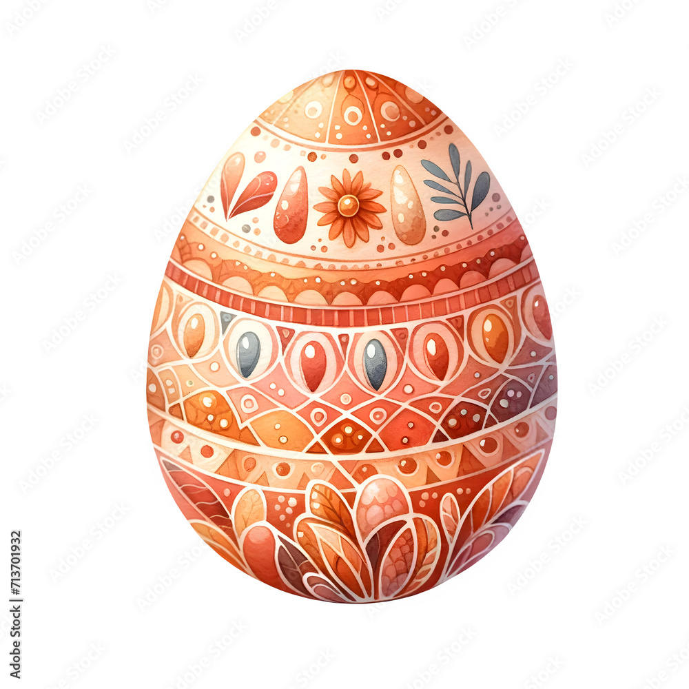 watercolor coloful Easter Egg with abstract pattern clipart 