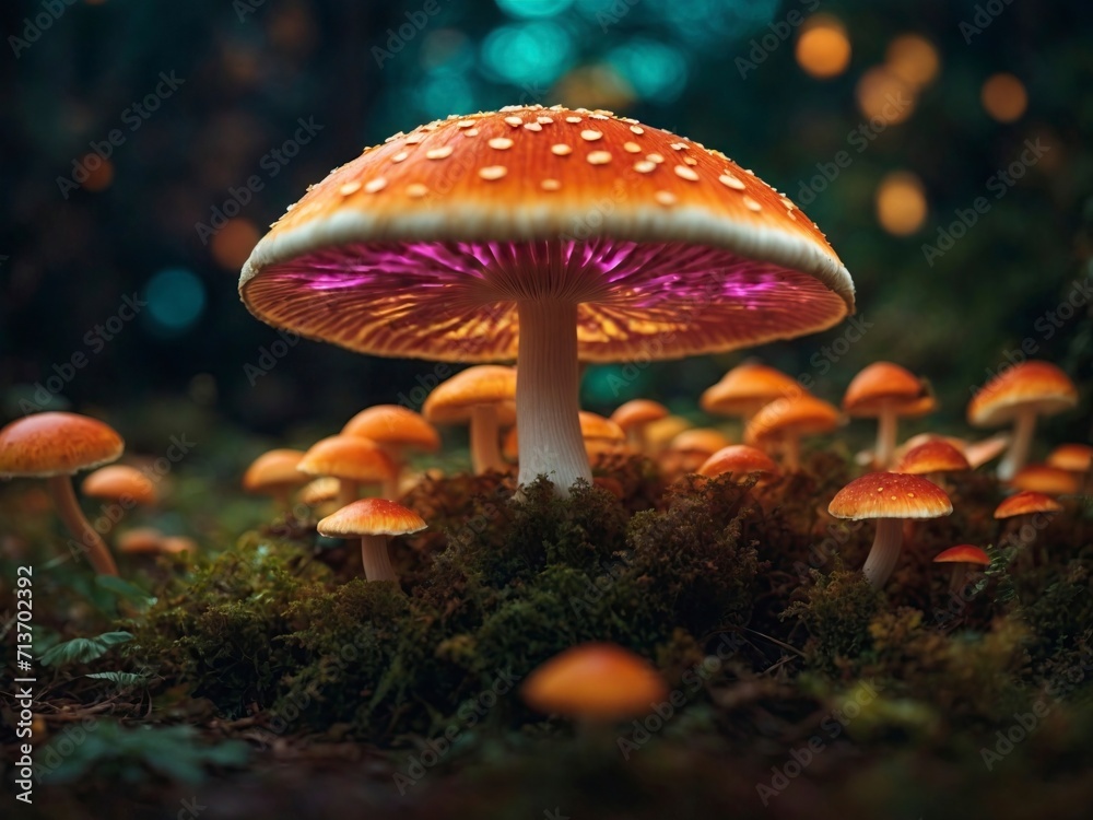 Fototapeta premium red mushroom in the forest toadstool, autumn, red, nature, 