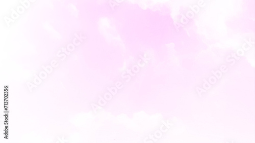 Pastel pink blue sky with clouds abstract watercolor background. Fantastic pink and orange bleeding watercolor natural sky texture background