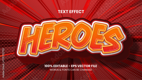 Editable Comic Heroes Text Effect Template