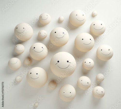 A circle of cheerful smiling faces brings joy and happiness. Generative AI.