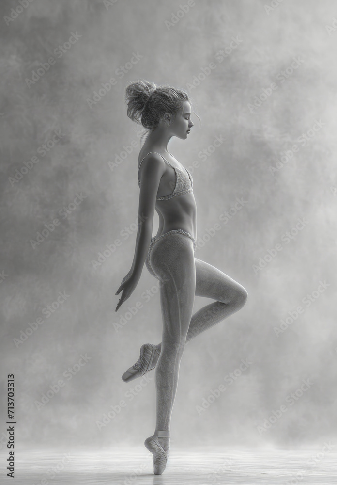 Naklejka premium a ballet dancer captured in a moment of graceful motion. The dancer should be poised on the tips of her ballet shoes