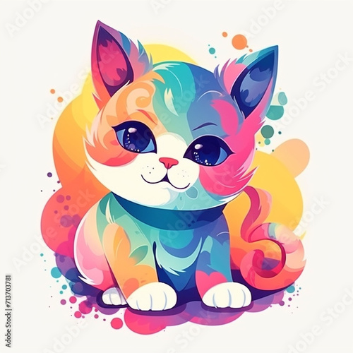 colorful cute cat illustration22
