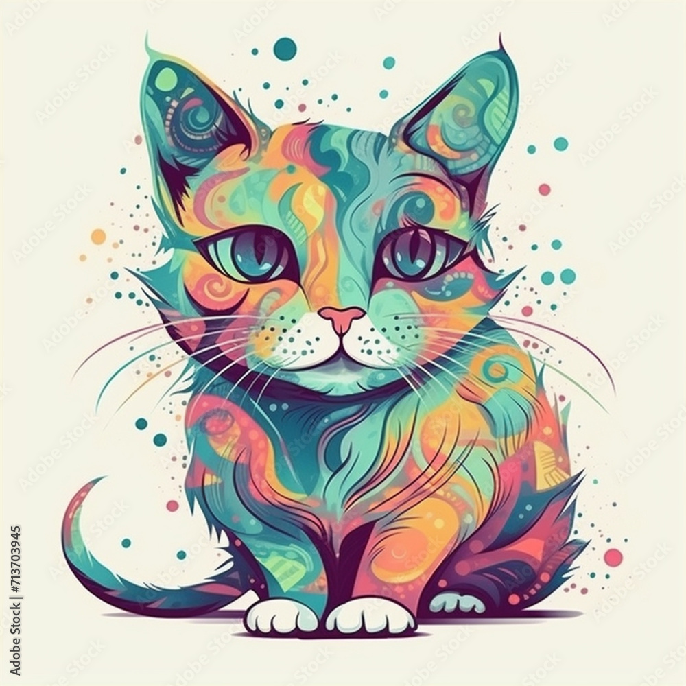 colorful cute cat illustration27