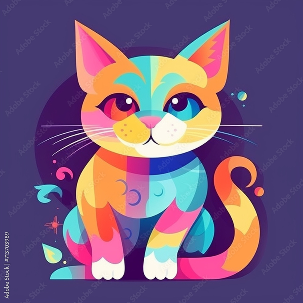 Obraz premium colorful cute cat illustration29