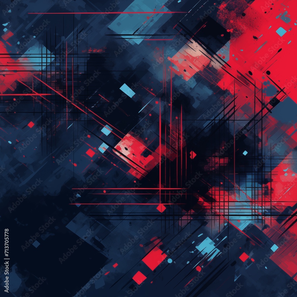Naklejka premium Abstract art red and blue