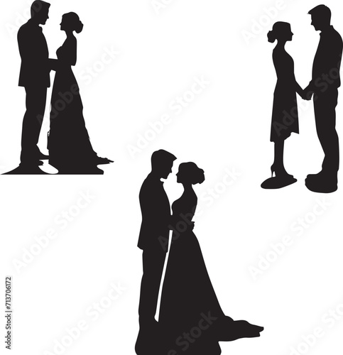 silhouette of bride and groom