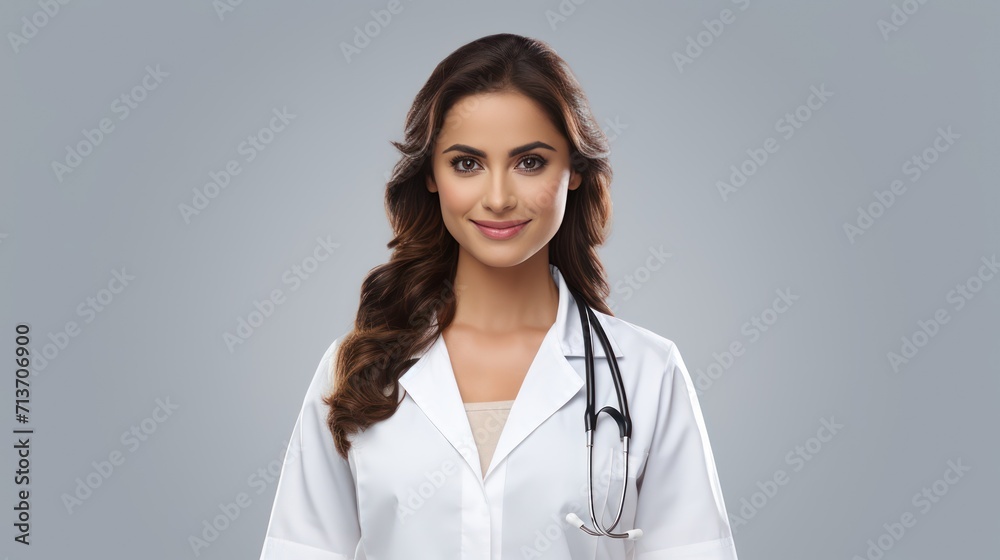 A Portrait of a beautiful happy young doctor on a white isolated transparent background. A Portrait of a beautiful happy young doctor on a white isolated transparent background.