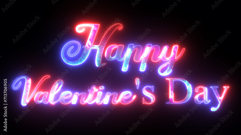 Glowing neon text happy valentines day background. Suitable for valentine's day greeting card. Romantic valentine's day background