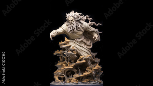 A sculpture symbolizing the legendary birth of Zeus amidst the ancient Greek landscape © Xabi