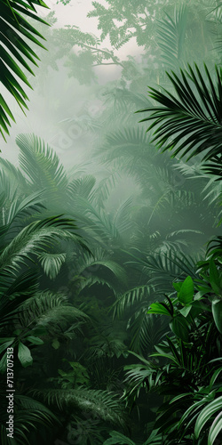 the jungle with mist and fog  generative AI
