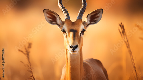 Antelope in its Natural Habitat  Wildlife Photography  Generative AI  deer focus on camera in forest  deer on blur background  wildlife