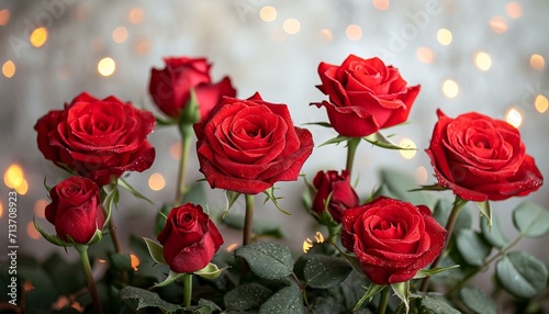 fresh red roses flower background,white background,sparkling lights