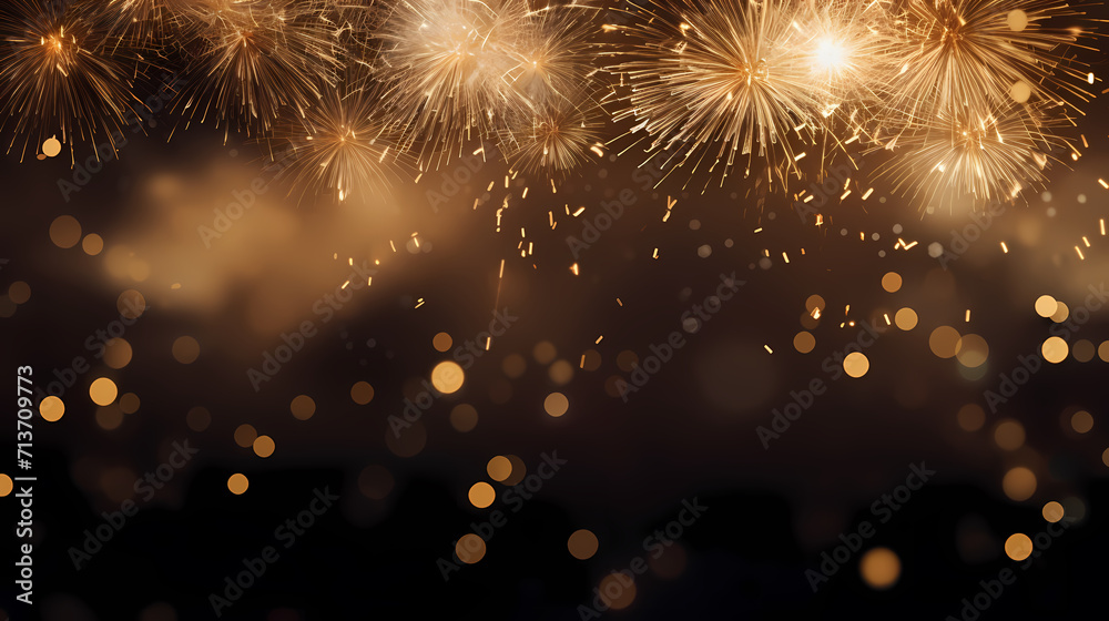 Fototapeta premium Beautiful fireworks background at night for holiday decoration