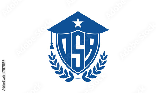 OSA three letter iconic academic logo design vector template. monogram, abstract, school, college, university, graduation cap symbol logo, shield, model, institute, educational, coaching canter, tech