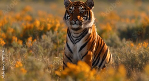 a tiger in the grassland photo