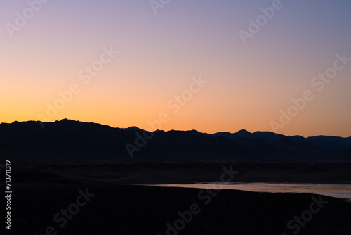 Desert, Sunset, Gradient, Hues, Silhouetted Mountains, Tecopa, California, Death Valley Natl Park