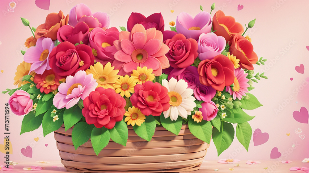 Valentine's Day or Mother's Day with gift heart flower background. Valentine's Day or Mother's Day with gift heart flower background.