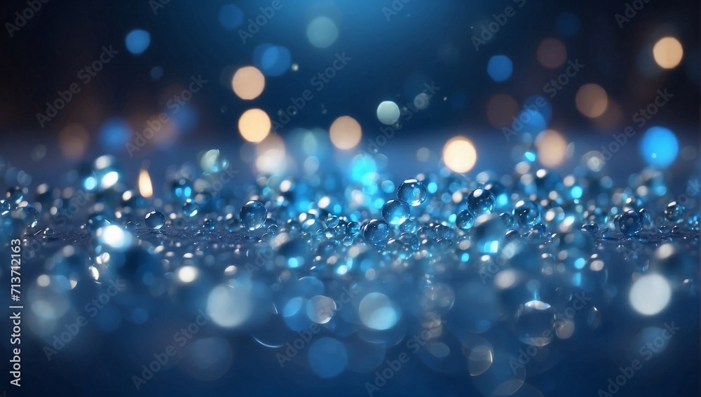 Bokeg Background with glass  ball, Blue Color Floating Particles in a Bokeh Background with Light Background, Soft Light, Close-Up