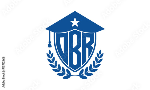 OBR three letter iconic academic logo design vector template. monogram, abstract, school, college, university, graduation cap symbol logo, shield, model, institute, educational, coaching canter, tech