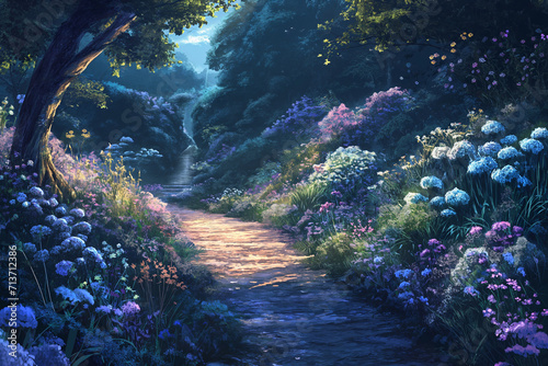 絵画的な自然系の背景背景のイラスト(AI generated image)