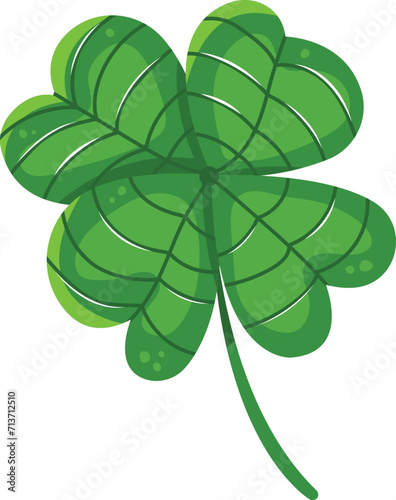 Four-leaf clover with vibrant green colors. St. Patrick s Day symbol of luck. Illustration for good fortune and Irish culture vector illustration.