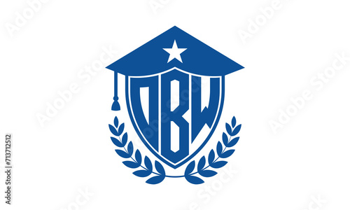 OBW three letter iconic academic logo design vector template. monogram, abstract, school, college, university, graduation cap symbol logo, shield, model, institute, educational, coaching canter, tech