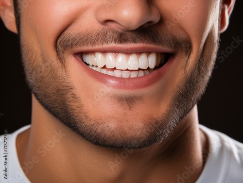 Close up shoot of smiling men white teeth 