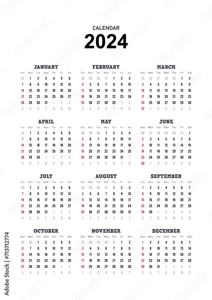 Calendar for 2024 Calendar for 2024